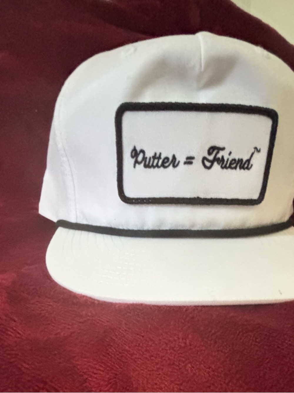 White Baseball Cap with "Putter = Friend" Script Patch - Picture 3 of 4